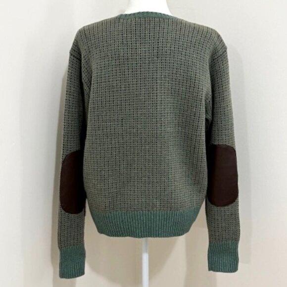 Lauren Ralph Laure Faux-Leather-Trim Wool Blend Sweater Multi-Color Size XL - Picture 3 of 7